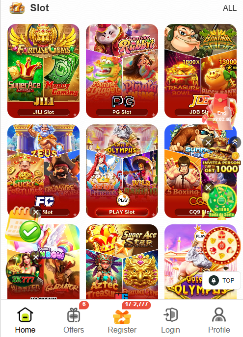 VH777 slot page with Jili PG JDB and other provider games
